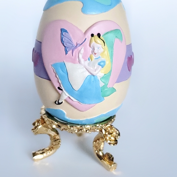 Alice In Wonderland Decorative Egg, W/ Box And Stand, Gift For Disney Collectors - Picture 2 of 10